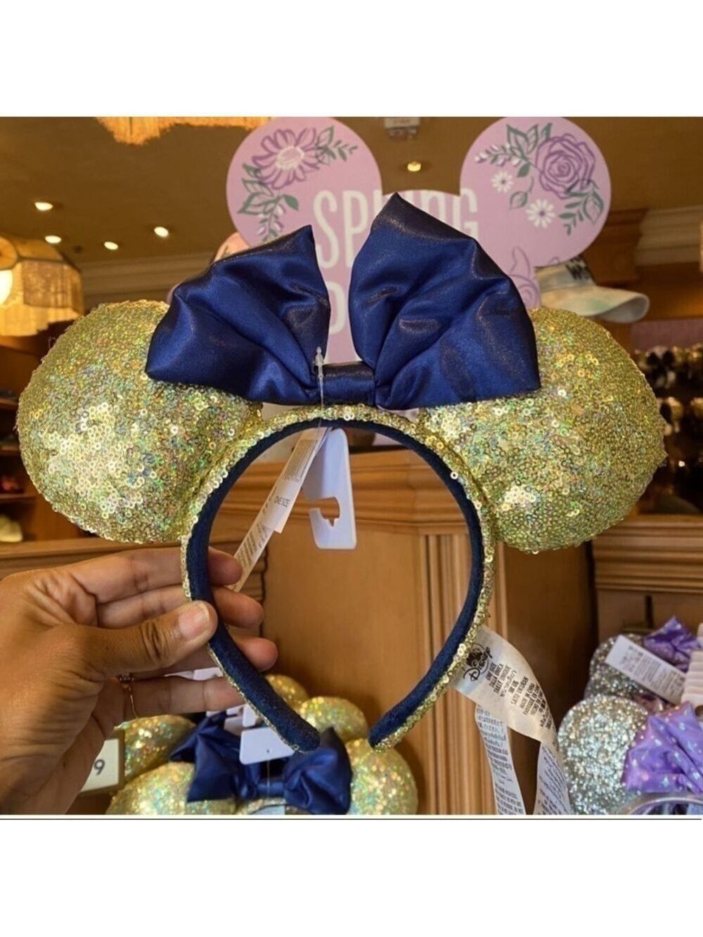 Disney Minnie Mouse Sequined Headband Gold Blue Headband 50th Anniversary